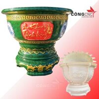 Khuôn Chậu Cảnh Tròn 1 Mét Họa Tiết Tết Kèm Chân Đôn