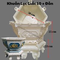 Khuôn đúc chậu cảnh lục giác 50 Sen + Tùng kết hợp chân đôn, Dùng làm chậu cây cảnh bonsai, Nhựa ABS cao cấp mới 100%