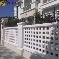 Khuôn Gạch Rỗng JEROMY, Khuôn Gạch Cổ Xi Măng Nhựa Vuông, Nội Thất Xây Dựng Sân Vườn 20 * 20 * 6cm Chống Trơn Trượt 3D Khắc Tường Gạch Khuôn Hàng Rào Hoa