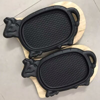 Khuôn Gang Bò Né – Chảo Gang Giữ Nhiệt, Bền Bỉ, Dễ Dùng - Lọt lòng 18cm - Có Đế Gỗ - Hàng Giá Ưu Đãi