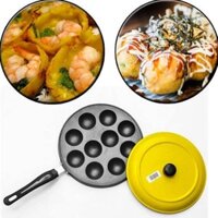 Khuôn Làm Bánh Khọt 10 Lỗ Chống Dính Có Tay Nắp Đậy Tiện Lợi