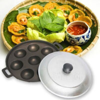 KHUÔN LÀM BÁNH KHỌT 8 LỖ ĐƯỜNG KÍNH 25CM - Khuôn gang phủ men chống dính cho chiếc bánh ngon hơn