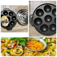Khuôn làm bánh khọt, bánh bèo 8 lỗ bằng gang nhôm chống dính Dragon