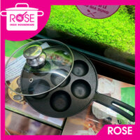 Khuôn làm bánh khọt gang chống dính tay cầm nắp kính 7 lỗ DÙNG ĐƯỢC MỌI LOẠI BẾP - Khuôn bánh khọt gang VẠN LỢI