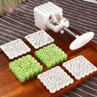 Khuôn Làm Bánh Trung Thu, Phục Linh Mini, Ép Tay Lò Xo Thông Minh, Tiện Lợi- Có 4 Mặt Hoạ Tiết Ngẫu Nhiên - hàng Loại 1 - Chính Hãng MINIIN - Vuông