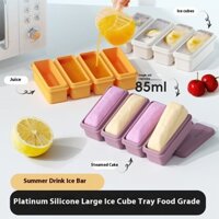Khuôn làm đá viên dài cấp thực phẩm, khay đá cho tủ lạnh, hộp làm đá silicone gia đình có nắp