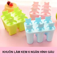 Khuôn làm kem 6 ngăn hình gấu- màu ngẫu nhiên