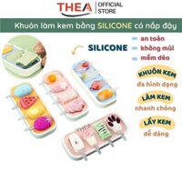 Khuôn làm kem que silicone có nắp, khay làm kem que hình thú, trái cây đông lạnh tại nhà giá rẻ, bộ khuôn làm thạch, kẹo dẻo - THEA