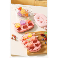 Khuôn Làm Kem Silicon Dẻo 6 Ngăn Cao Cấp - Hình Bông Hoa Trái Cây, An Toàn Cho Bé, Silicone Công Nghệ Đức