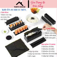 Khuôn Làm Sushi - Bộ Dụng Cụ Làm Cơm Cuộn 11 Món Chế Biến Món Sushi Kimbap Hình Tròn, Hình Vuông, Trái Tim
