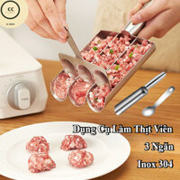 Khuôn Làm Thịt Viên 3 Ngăn,Khuôn Làm Thịt Viên Tròn Đa Năng Inox 304,Kèm Muỗng Chia Tiện Lợi