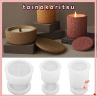Khuôn lọ nến TAINAKARITSU, Khuôn nến nhựa Epoxy thủ công DIY, Sáng tạo có nắp Cốc nến thơm bằng silicon Trang trí nội thất