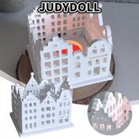 Khuôn nến JUDYDOLL, Khuôn nến rỗng bằng nhựa Epoxy vuông, Sáng tạo DIY Craft Silicone Hollow House Candle Holder Trang trí nội thất