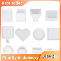 Khuôn Nhựa Silicon 12 Chiếc Gel Silica Trắng Bao Gồm Hộp Đựng Bút, Khay, Tình Yêu, Tròn