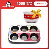 Khuôn nướng bánh muffin chống dính 6 ô UBL KC0202 (tặng 100 khuôn giấy lót bánh muffin)