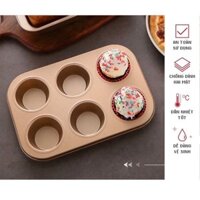 Khuôn Nướng Cupcake - Làm Bánh Muffin - Khuôn 6 ô lớn chống dính 26 x 18 x 3cm. Hàng chuẩn đẹp