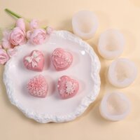 Khuôn silicon  - Bộ 4 khuôn tim - Khuôn làm bánh, khuôn rau câu