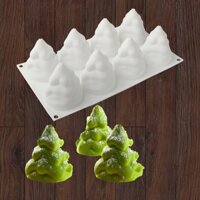 Khuôn silicon Cây Thông Noel A95 (vỉ 8 hình) làm bánh rau câu 3D 4D nhấn xôi, fondant, socola, nến hanmade