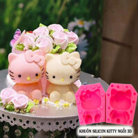 Khuôn silicon đổ socola hình kitty ngồi 3d