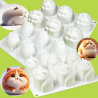 Khuôn silicon hình mèo hoạt hình 6 mảnh Khuôn silicon mèo con buồn ngủ Khuôn bánh Mousse