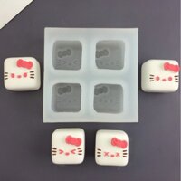 Khuôn Silicon Hình Vuông Mèo Con Chocolate Fondant Bánh Thạch Cao Trang Trí Khuôn