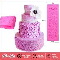 Khuôn silicon hoa Hồng (hoa văn nhỏ) 30x8cm ốp viền nhấn xôi hoa đậu, khuôn chè trôi nước, mâm cúng thôi nôi
