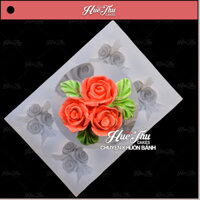 Khuôn silicon Hoa Hồng Nhí 3 bông (vỉ 6 hình) làm bánh rau câu 3D 4D nhấn xôi, fondant, socola, nến hanmade