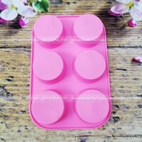 Khuôn silicon làm bánh cup cake, rau câu, socola 6 hình trụ 7x6x3cm