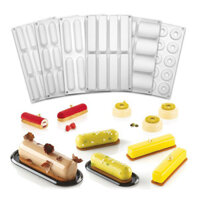 Khuôn silicon Mousse hình bầu dục dài DIY Khuôn nướng bánh Sandwich tráng miệng kiểu Pháp