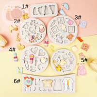 Khuôn silicon rau câu, pudding, thạch, socola - Bộ 6 thôi nôi - phụ kiện bánh sinh nhật và trang trí bánh kem