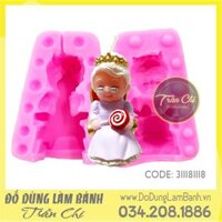 Khuôn silicone Bà già xì tin cầm kẹo mút (2 mảnh)