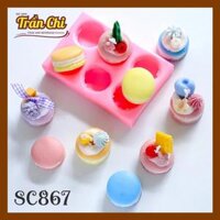 Khuôn silicone hình Bánh MACARON 6c LỚN (SC867)