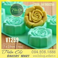 Khuôn silicone vỉ hoa HỒNG xoắn TRUNG 6c (VT259)