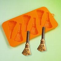 Khuôn Socola Halloween Khuôn Silicon Cho Sô Cô La 3D Halloween Kẹo Kẹo Kẹo Gummy Khuôn Chổi Hình Khuôn