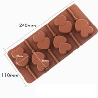 Khuôn socola silicon kẹo mút 2 trái tim