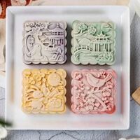 Khuôn trung thu 200g 4 mặt vuông Thỏ Ngọc.