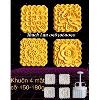 Khuôn trung thu lò xo vuông 4 mặt (có 2 cỡ 150g và 180g khách tự chọn)