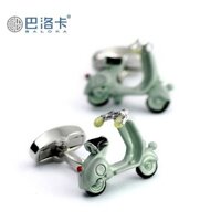 Khuy măng sét xe máy sáng tạo cho nam màu xanh nhạt, khuy măng sét xe điện, khuy măng sét áo sơ mi Pháp cho nam