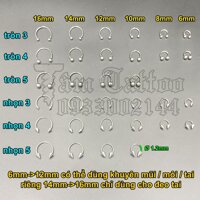 Khuyên Chữ U, Khuyên Môi, khuyên mũi, khuyên tai, khuyên septum - 8mm,bi tròn 3mm