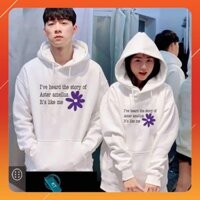 [Khuyến Mại 50%] Áo Đôi Hoodie Hoa Tím Loại A Chất Đẹp