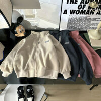 [Khuyến mãi] Áo sơ mi dây kéo phù hợp cho bé gái Phiên bản Hàn Quốc Áo khoác lông cừu dạng hạt có cổ đứng