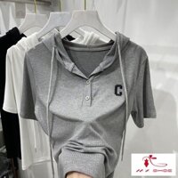 [Khuyến Mãi] ~ Áo Thun Có Mũ Tay Ngắn Cỡ Lớn Thêu Họa Tiết Mùa Hè Cho Nữ