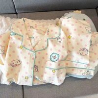 [Khuyến mãi] Bộ đồ ngủ cho bé gái Mèo Kitty Mùa hè Phong cách mới Áo len Cardigan ngắn tay dễ thương Bộ đồ trẻ em Homewear Áo khoác ngoài