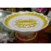 [Khuyến Mãi] Dĩa trái cây thờ cúng sứ trắng sen vàng