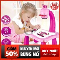 [KHUYẾN MÃI] Đồ chơi vẽ tranh - Bàn học mini có đèn chiếu sáng chiếu hình 24 mẫu khác nhau cho bé vẽ theo và tô màu