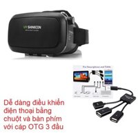 Khuyến mãi Kính thực tế ảo VR Shinecon + cáp OTG 3 đầu - Kính VR Box - Cáp OTG