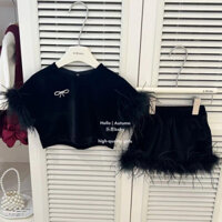 [Khuyến mãi mùa thu] Bộ đồ mùa thu trẻ em, Bộ Đồ thường ngày, phiên bản Hàn Quốc thoải mái, Bộ đồ mùa đông cho trẻ em kết hợp tất cả các kết hợp phong cách phương Tây, áo len lông cừu, váy công chúa nhỏ, bộ đồ nhung