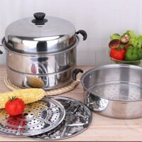 [KHUYẾN MÃI] Nồi hấp inox cao cấp đường kính 28cm có tay cầm chống nóng, làm chín thực phẩm nhanh, tiết kiệm thời gian