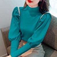 [Khuyến Mãi Thời Trang] Áo sweater Dệt Kim Cổ Lọ Đính Hạt Ấm Áp Phong Cách Mới Mặc Ngoài Trời Mùa Xuân Thu