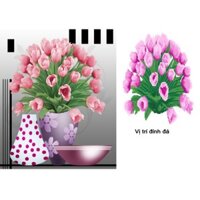 ❤KHUYẾN MÃI❤ Tranh đính đá hoa tulip hồng - LV283